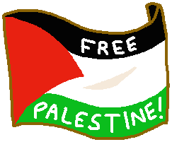 Small Palestine flag reading Free Palestine!