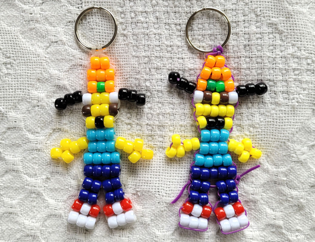 Two pony-bead keychains of Parappa the Rapper
