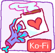 A button for Ko-Fi of a severed hand holding a mug