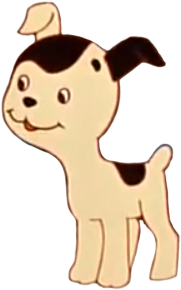 A transparent png of the black and white puppy from A Kitten Named Woof