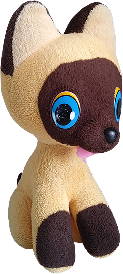 A plushie of the Siamese cat from A Kitten Named Woof
