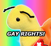 Inch the Inchworm captioned with 'Gay rights!'